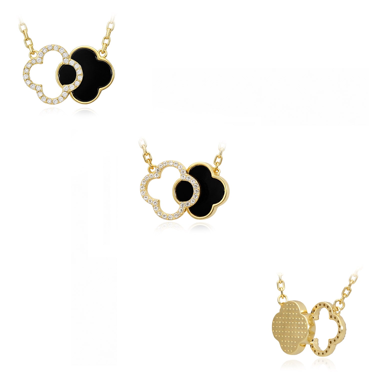 Gold Over Sterling Silver 0.88CTW CZ Double Open Clover Adjustable