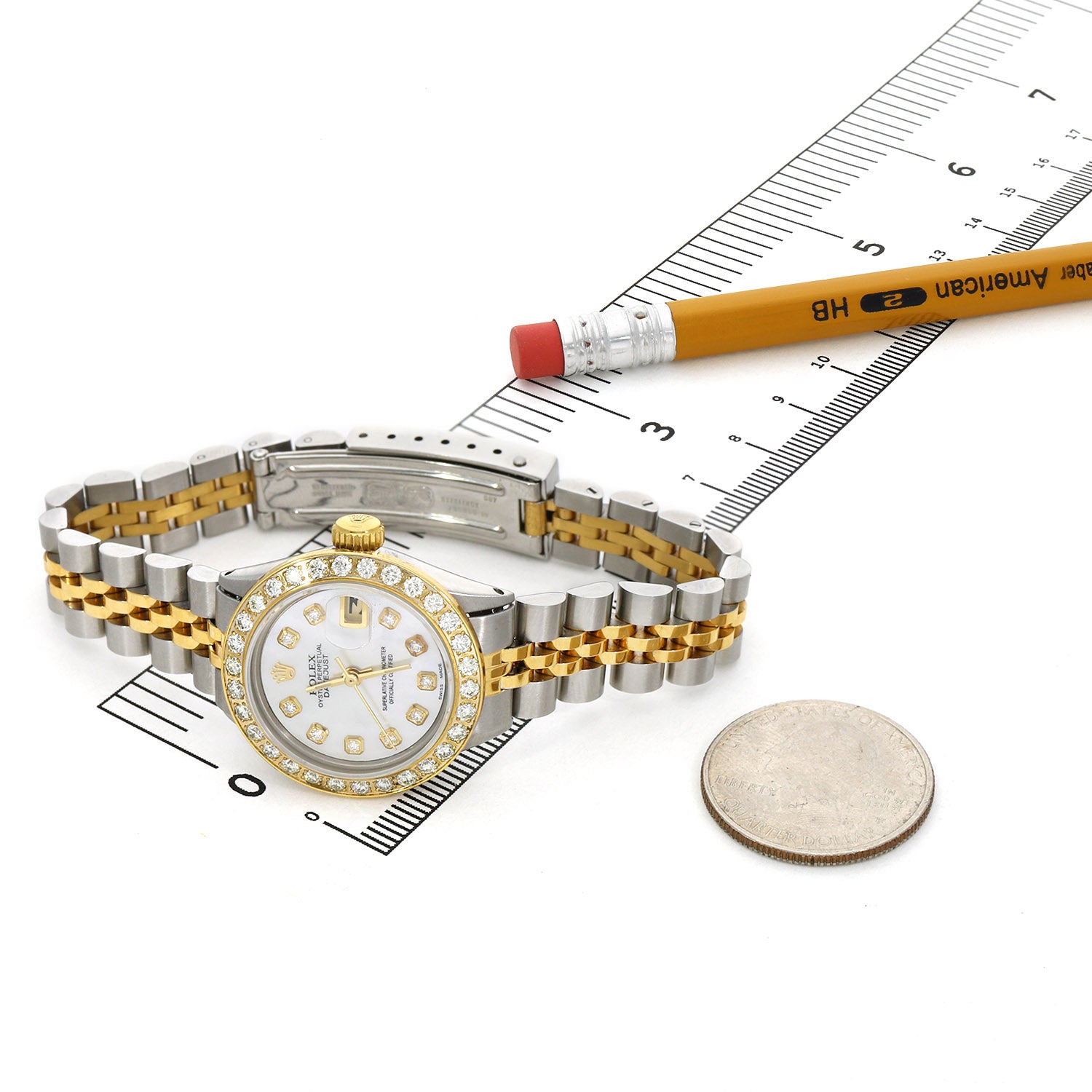 26mm Rolex Datejust 1617 18K Gold Diamond Mother of Pearl Dial