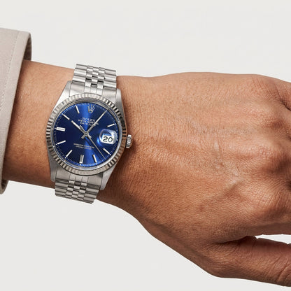 36mm Rolex Datejust 1601 18K White Gold Bezel Stainless Steel Jubilee Band Men's Watch