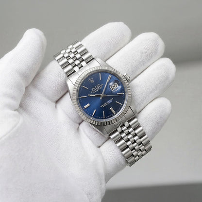 36mm Rolex Datejust 1601 18K White Gold Bezel Stainless Steel Jubilee Band Men's Watch