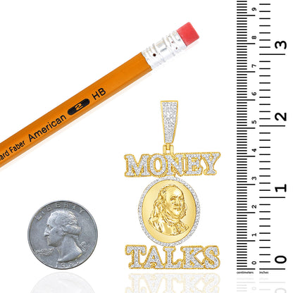 1CTW Natural Diamonds 10K Yellow Gold Dollar "Money Talks" Men's Pendant 2.4"