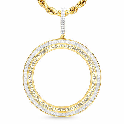 1.75CTW Natural Diamond 14K Gold Centenario Bezel Memory Pendant 1.9"