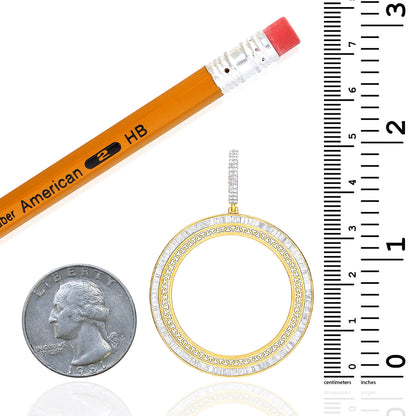 1.75CTW Natural Diamond 14K Gold Centenario Bezel Memory Pendant 1.9"