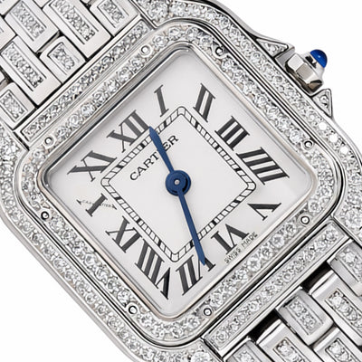 NEW 27mm Panthère De Cartier WSPN0007 5CTW Diamond Custom White Dial Watch