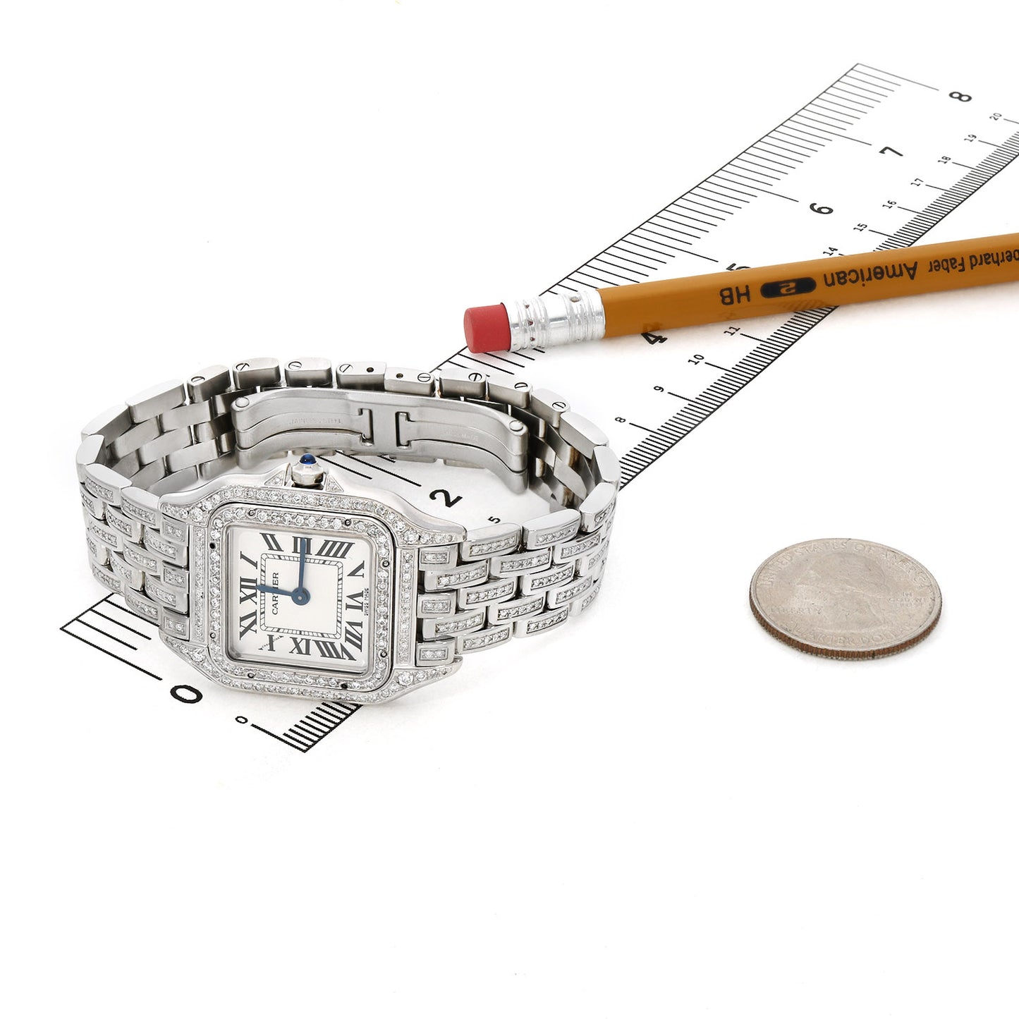 NEW 27mm Panthère De Cartier WSPN0007 5CTW Diamond Custom White Dial Watch