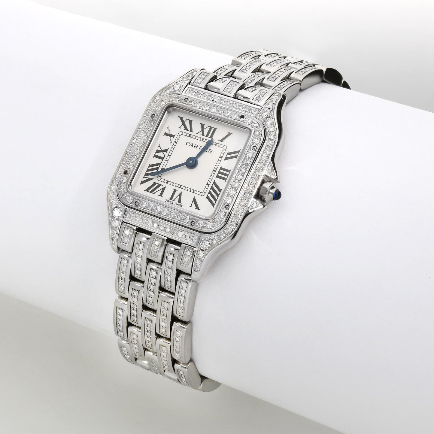 NEW 27mm Panthère De Cartier WSPN0007 5CTW Diamond Custom White Dial Watch
