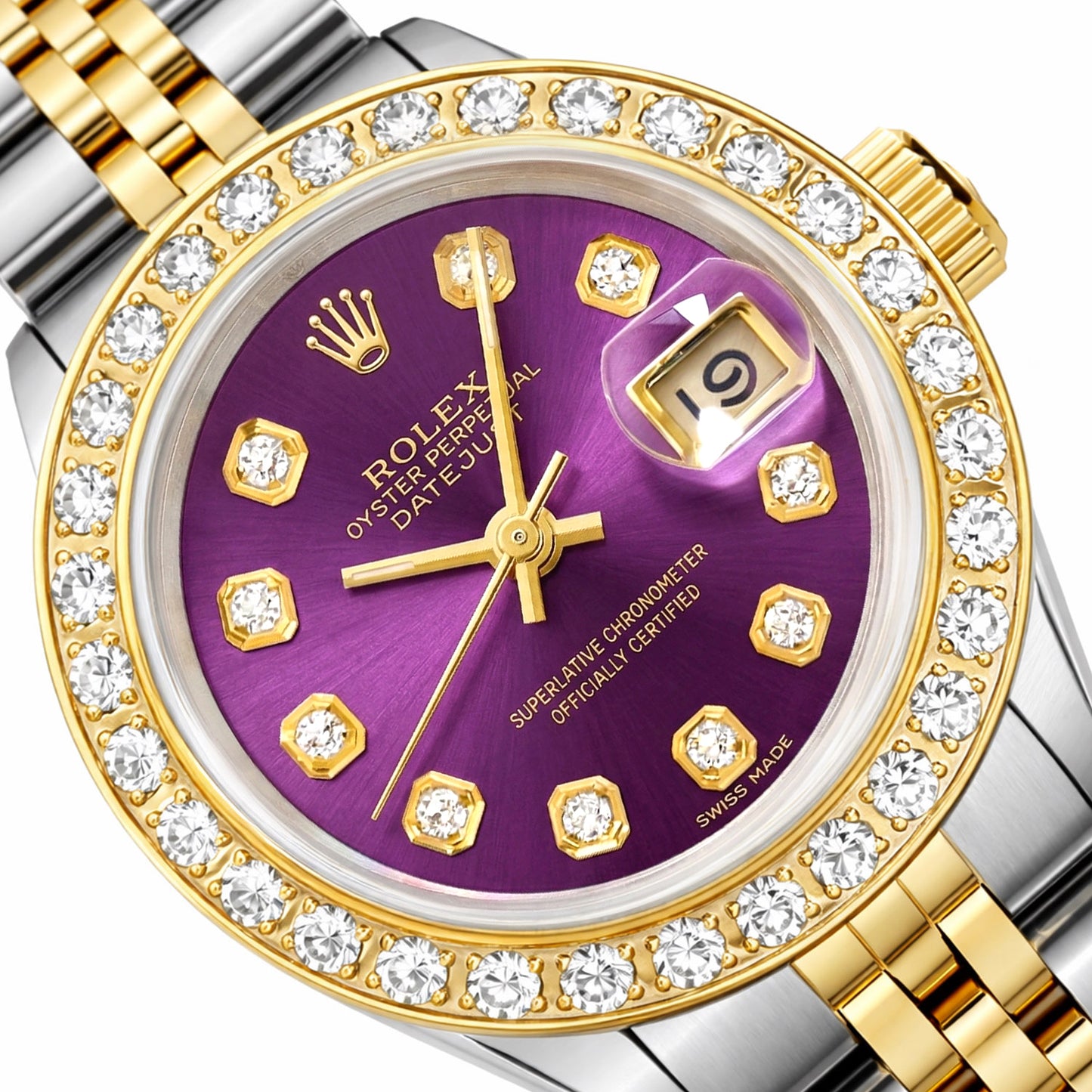 Rolex Datejust 69173 26mm Purple Diamond Dial Steel Women's Watch
