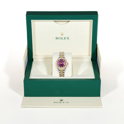 Rolex Datejust 69173 26mm Purple Diamond Dial Steel Women's Watch