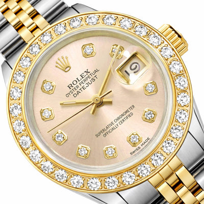 Rolex Datejust 69173 26mm Diamond Bezel Steel Cream Dial Women's Watch