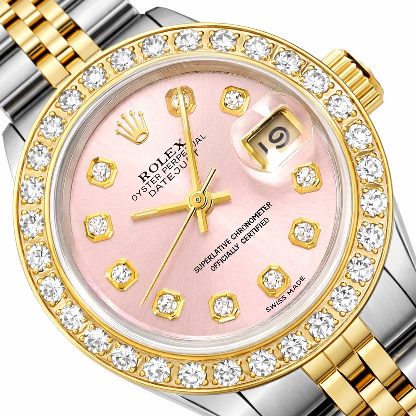 Rolex Datejust 69173 26mm Diamond Bezel Pink Dial Women's Watch