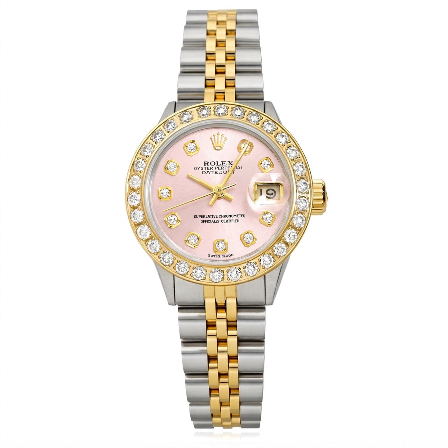 Rolex Datejust 69173 26mm Diamond Bezel Pink Dial Women's Watch