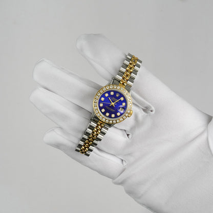 Rolex Datejust 69173 26mm Diamonds Steel Blue Dial Women's Watch