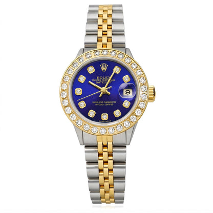 Rolex Datejust 69173 26mm Diamonds Steel Blue Dial Women's Watch