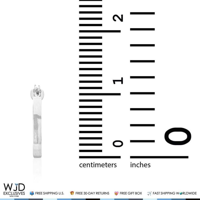 13mm Diameter Plain Square Hoop Snap Closure Earrings 14K White Gold