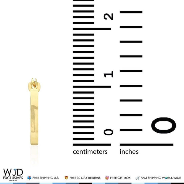 14K Gold Plain Square Hoop Snap Closure Earrings 13mm