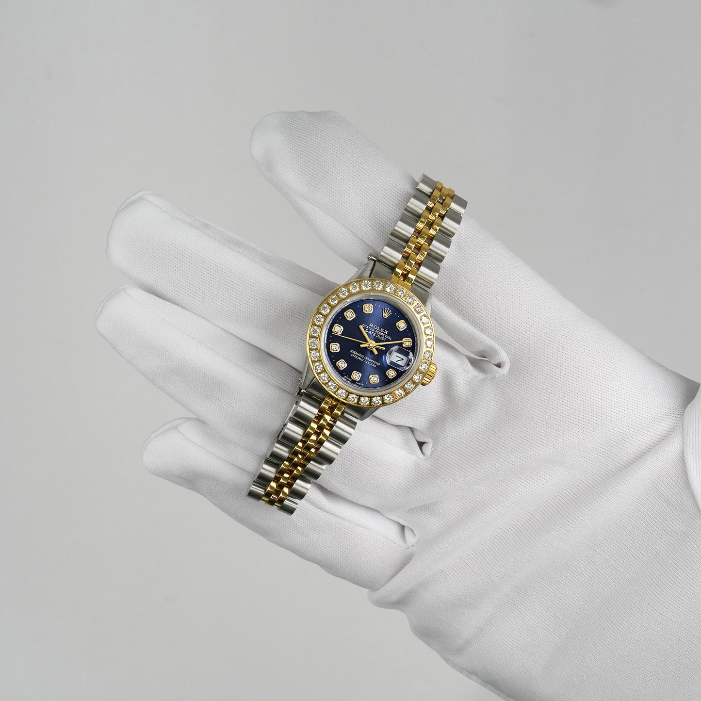 Rolex Datejust 69173 26mm Diamond Bezel Blue Dial Steel Women's Watch