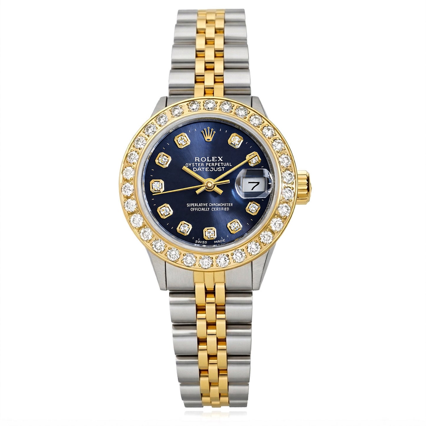 Rolex Datejust 69173 26mm Diamond Bezel Blue Dial Steel Women's Watch