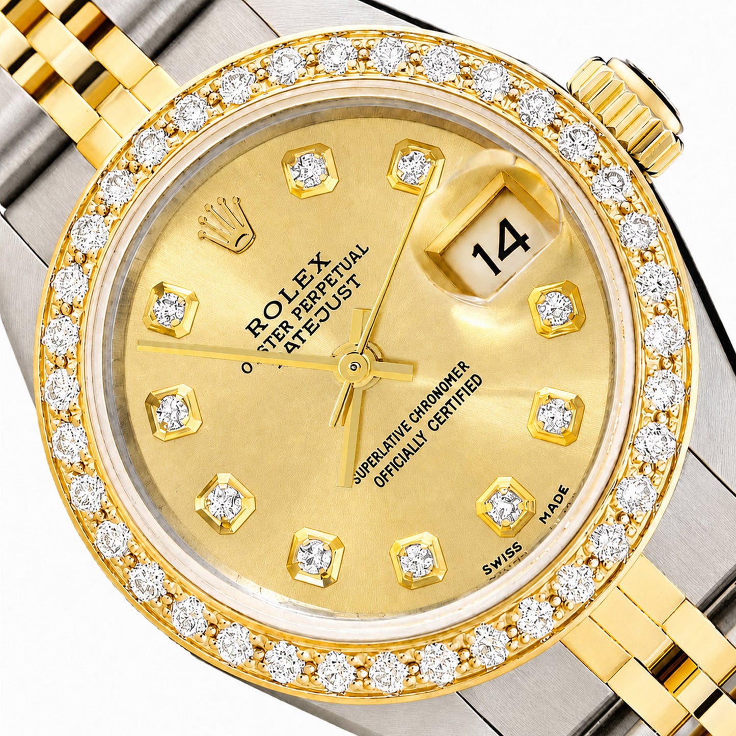 Rolex Datejust 69173 26mm Champagne Diamond Dial Steel Gold Women's Watch