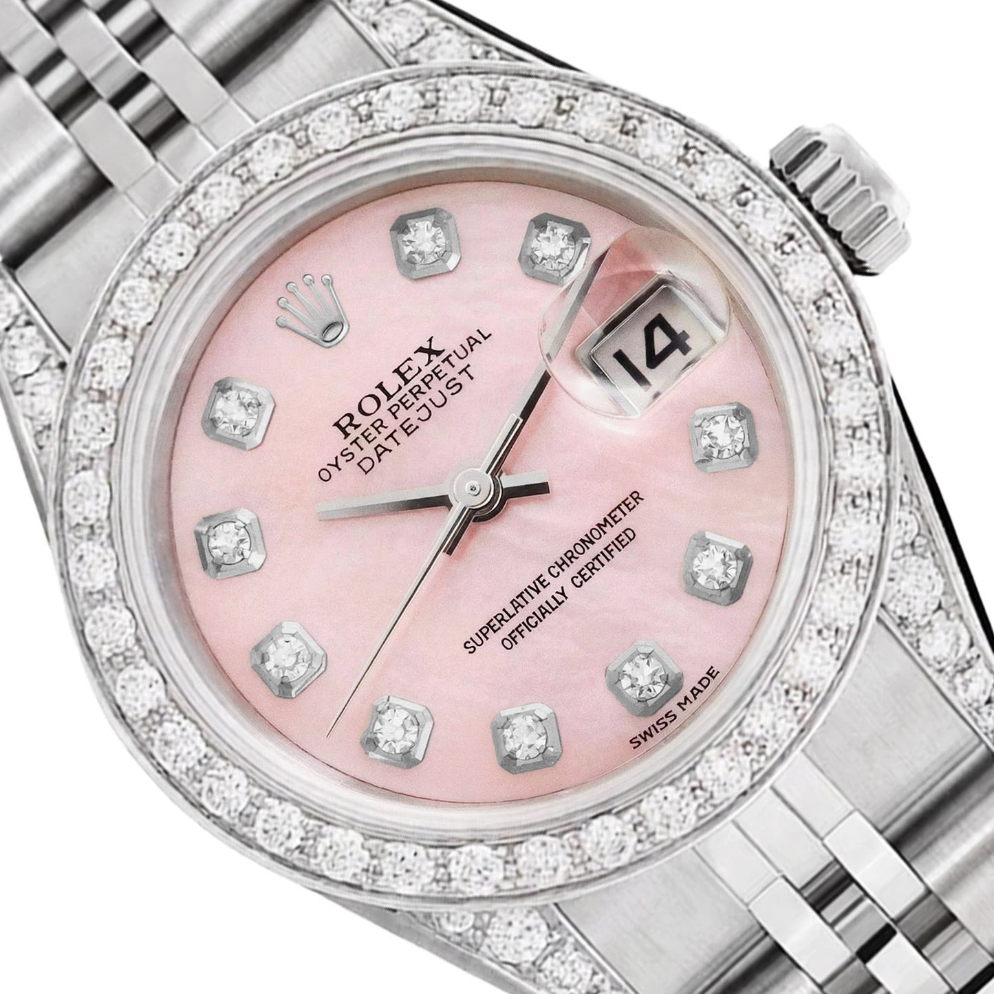Rolex Datejust 69174 26mm Diamond Pink Mother of Pearl Dial Women's Watch