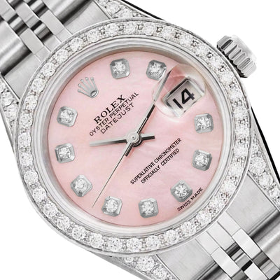 Rolex Datejust 69174 26mm Diamond Pink Mother of Pearl Dial Women's Watch