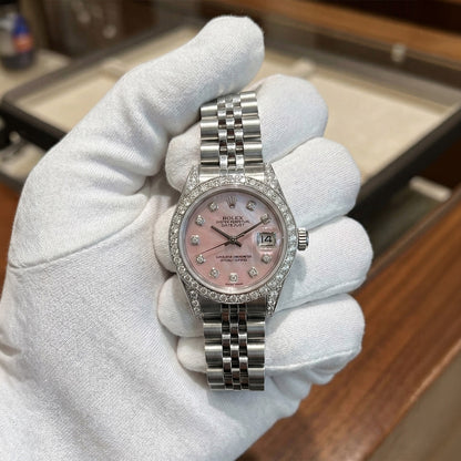 Rolex Datejust 69174 26mm Diamond Pink Mother of Pearl Dial Women's Watch