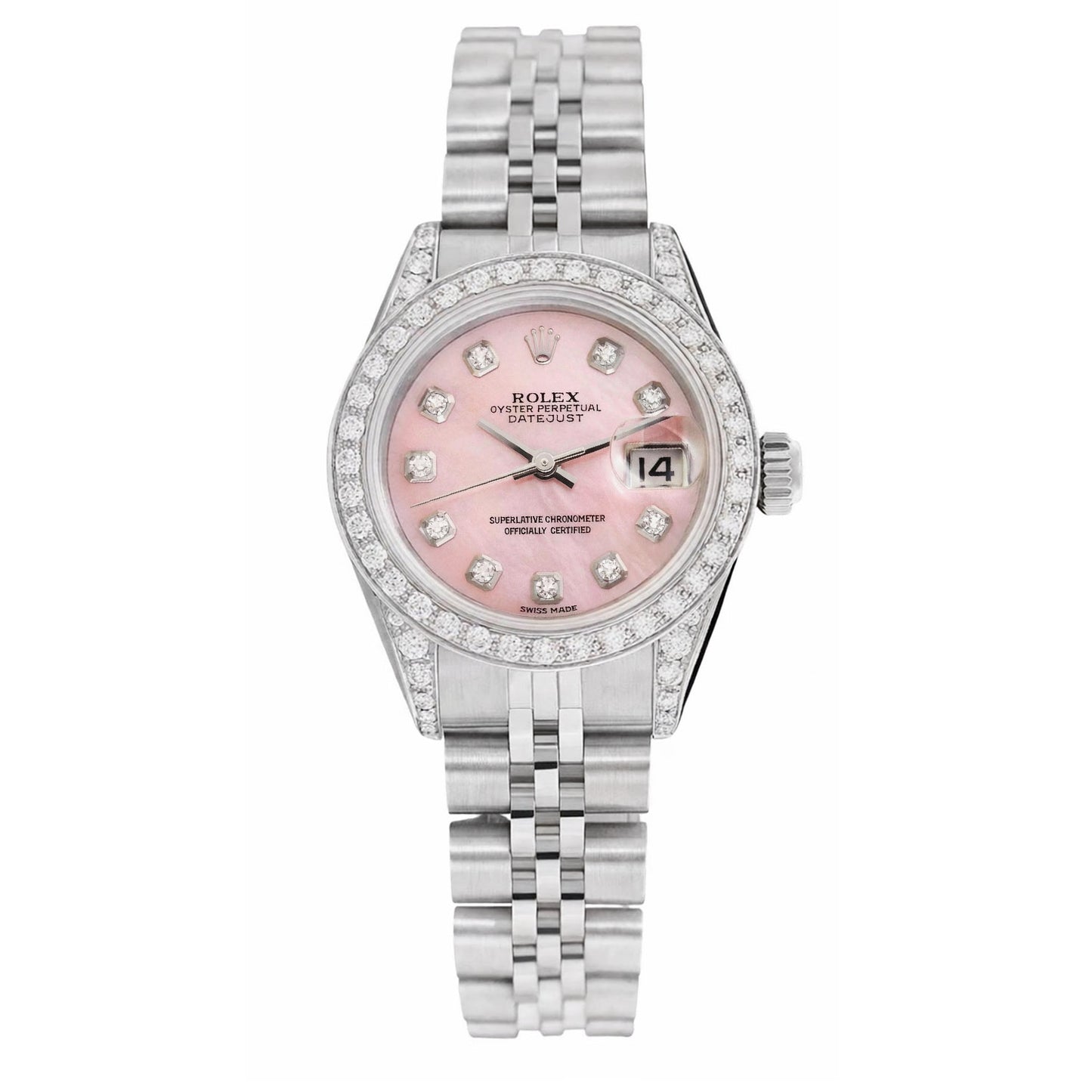 Rolex Datejust 69174 26mm Diamond Pink Mother of Pearl Dial Women's Watch