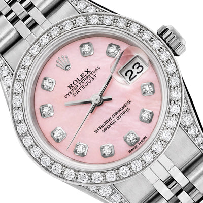 Rolex Datejust 69174 26mm Diamond Pink Mother of Pearl Dial Women's Watch
