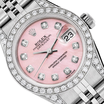 Rolex Datejust 69174 26mm Diamond Pink Mother of Pearl Dial Women's Watch