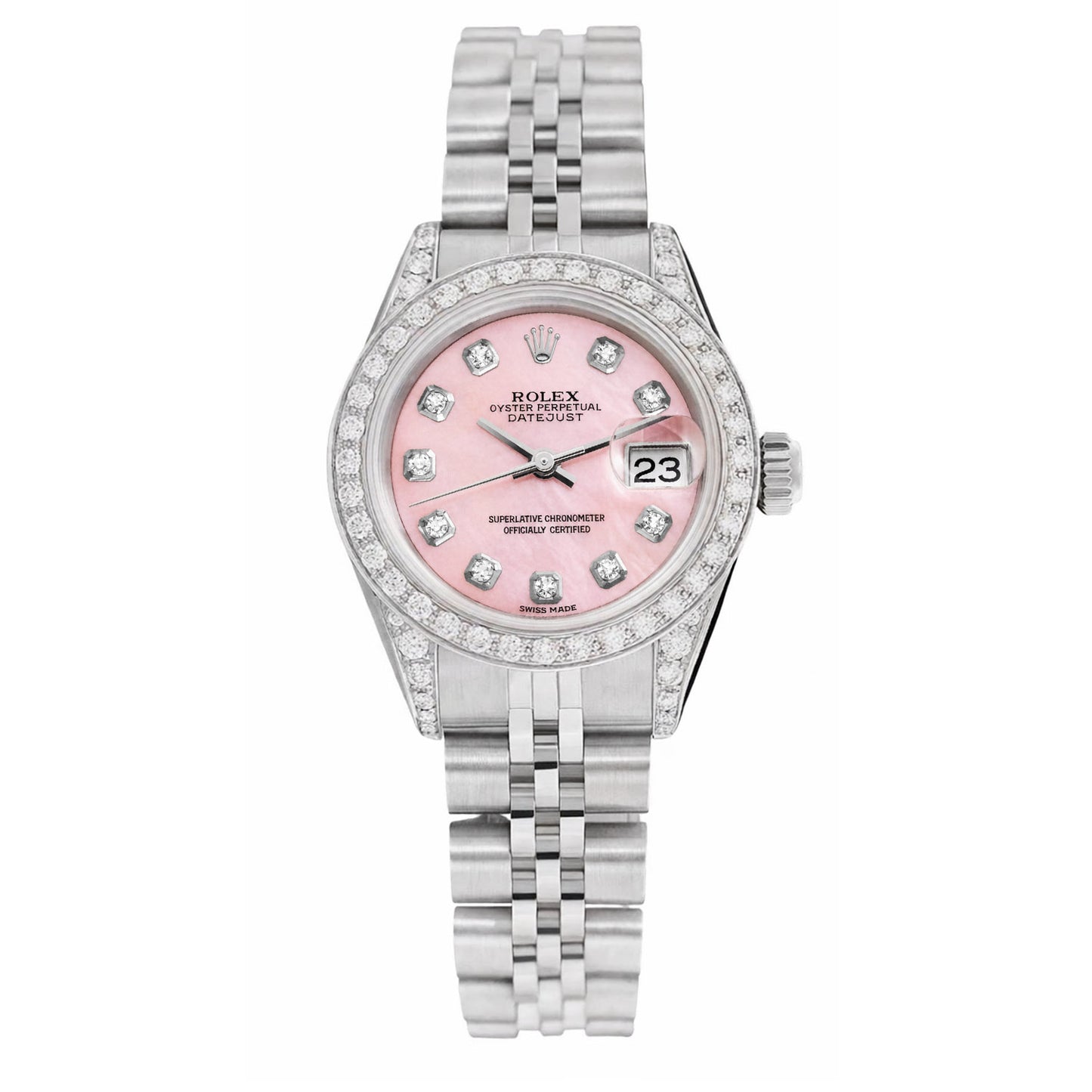 Rolex Datejust 69174 26mm Diamond Pink Mother of Pearl Dial Women's Watch