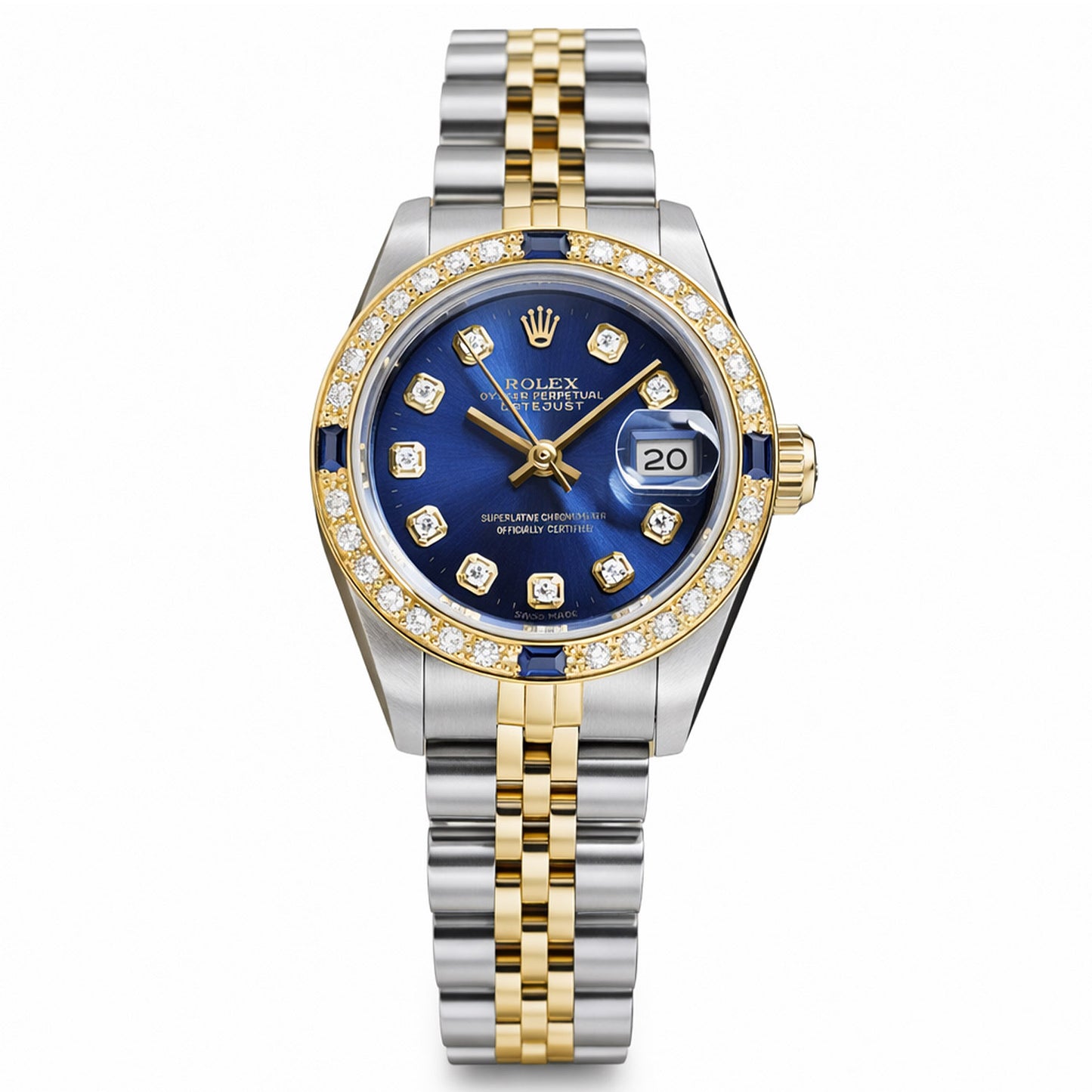 Rolex Datejust 69173 26mm Diamond Bezel Blue Dial Steel Women's Watch