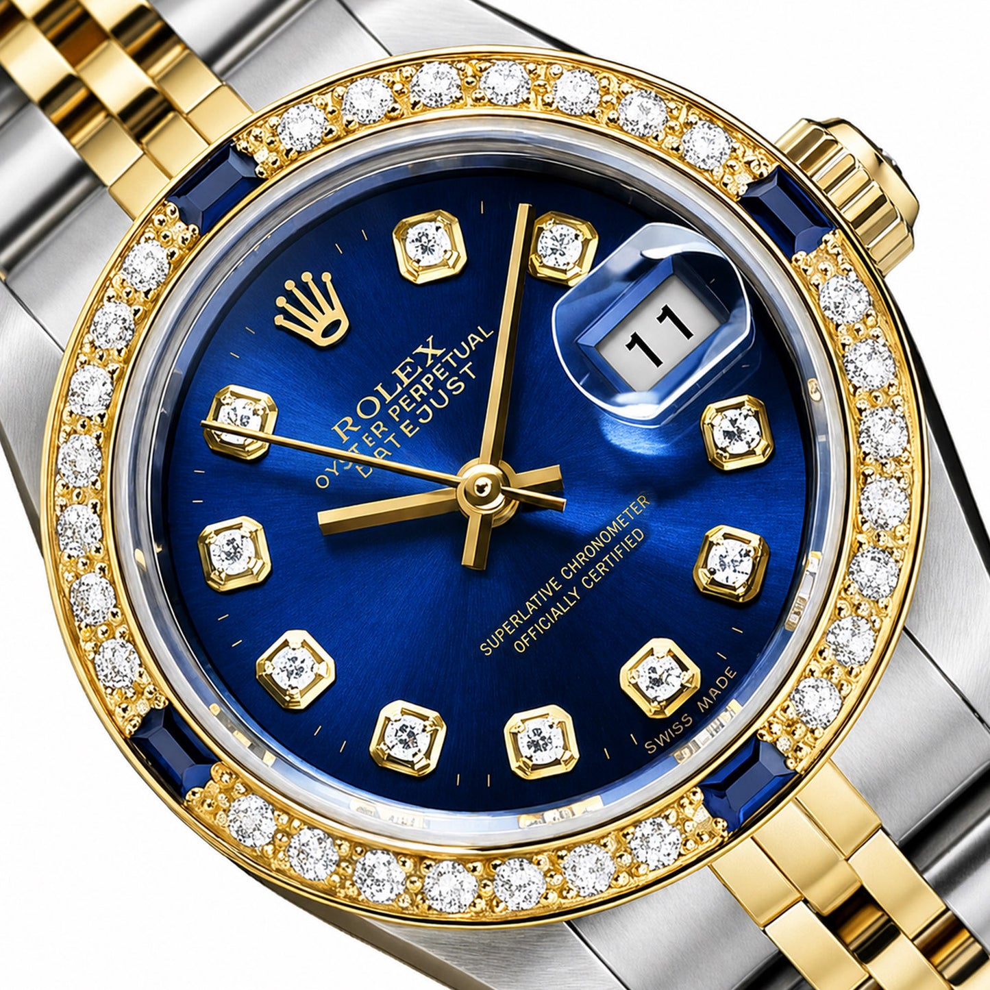 Rolex Datejust 69173 26mm Diamond Bezel Blue Dial Steel Women's Watch