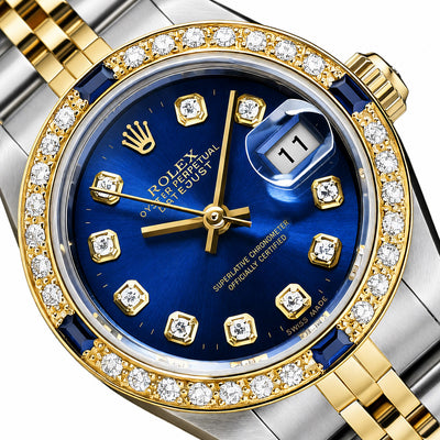 Rolex Datejust 69173 26mm Diamond Bezel Blue Dial Steel Women's Watch