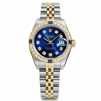 Rolex Datejust 69173 26mm Diamond Bezel Blue Dial Steel Women's Watch