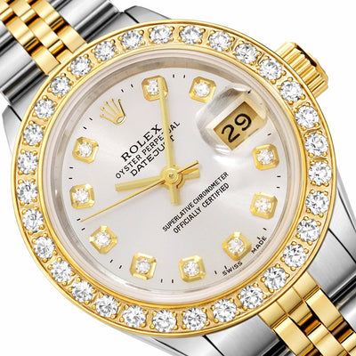 Rolex Datejust 69173 26mm Diamond Bezel Silver Dial Steel Women's Watch