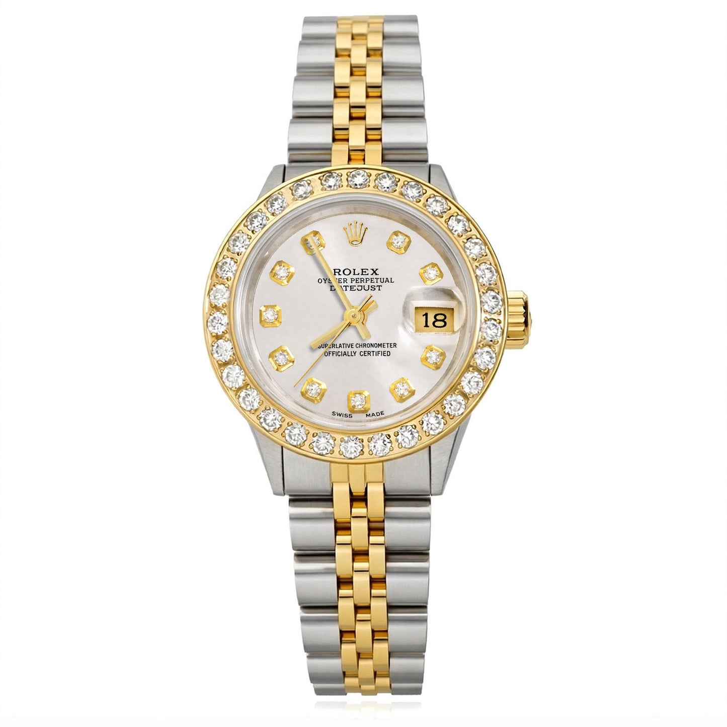 Rolex Datejust 69173 26mm Diamond Bezel Silver Dial Steel Women's Watch