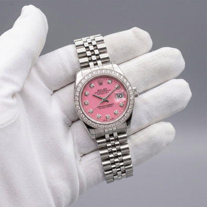 Rolex Datejust 69174 26mm Pink Diamond Dial Steel Gold Women's Watch