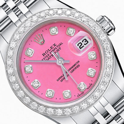 Rolex Datejust 69174 26mm Love Pink Diamond Dial Steel Gold Women's Watch