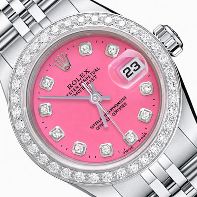 Rolex Datejust 69174 26mm Pink Diamond Dial Steel Gold Women's Watch