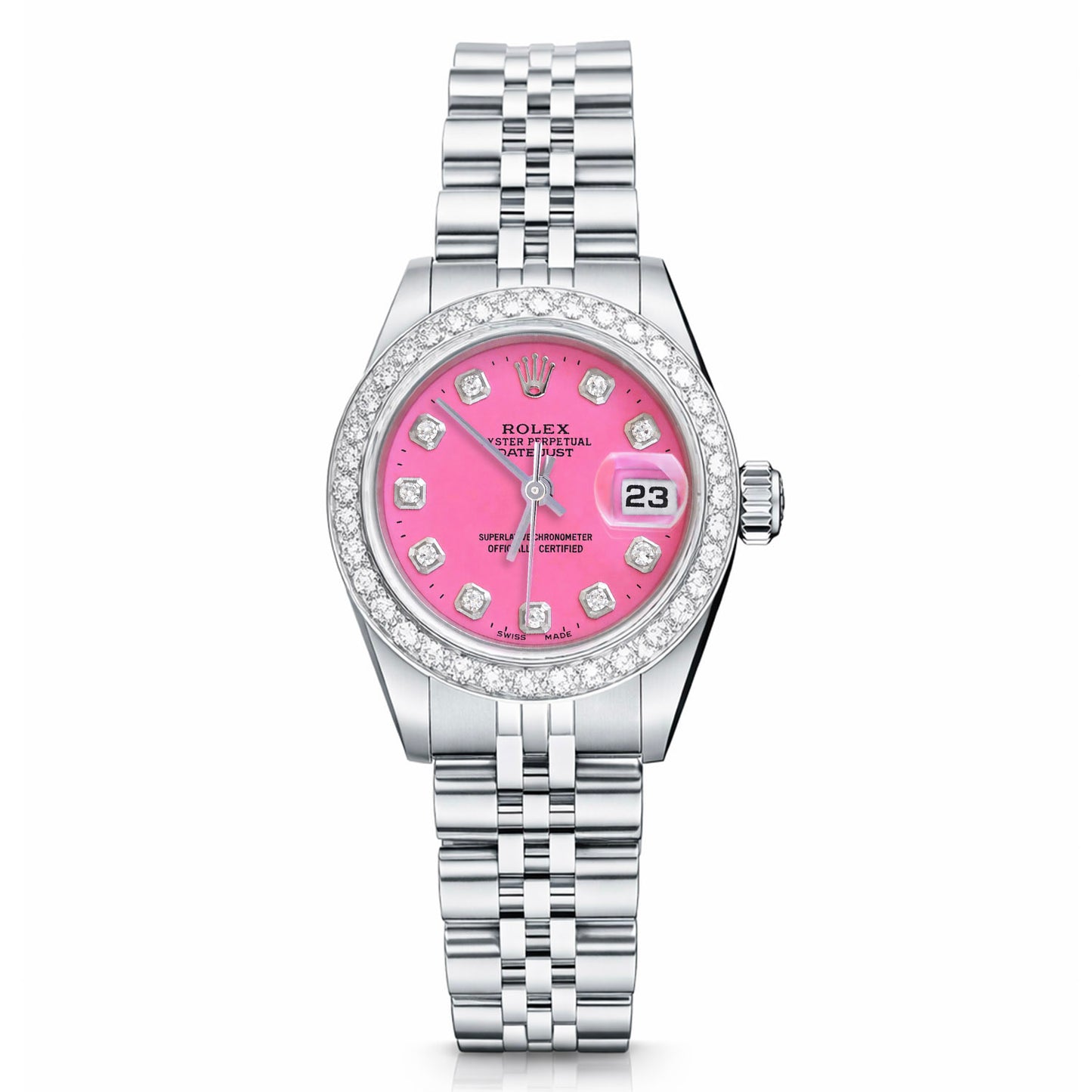 Rolex Datejust 69174 26mm Love Pink Diamond Dial Steel Gold Women's Watch