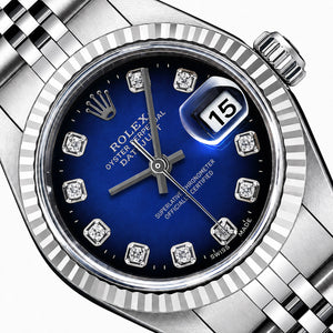 Rolex Datejust 79174 26mm Blue Black Ombre Dial Steel Gold Women's Watch