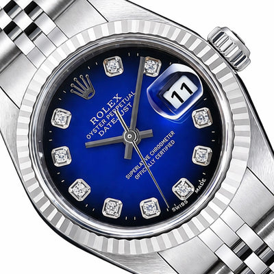 Rolex Datejust 79174 26mm Blue Black Ombre Dial Steel Gold Women's Watch