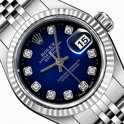 Rolex Datejust 79174 26mm Blue Black Ombre Dial Steel Gold Women's Watch