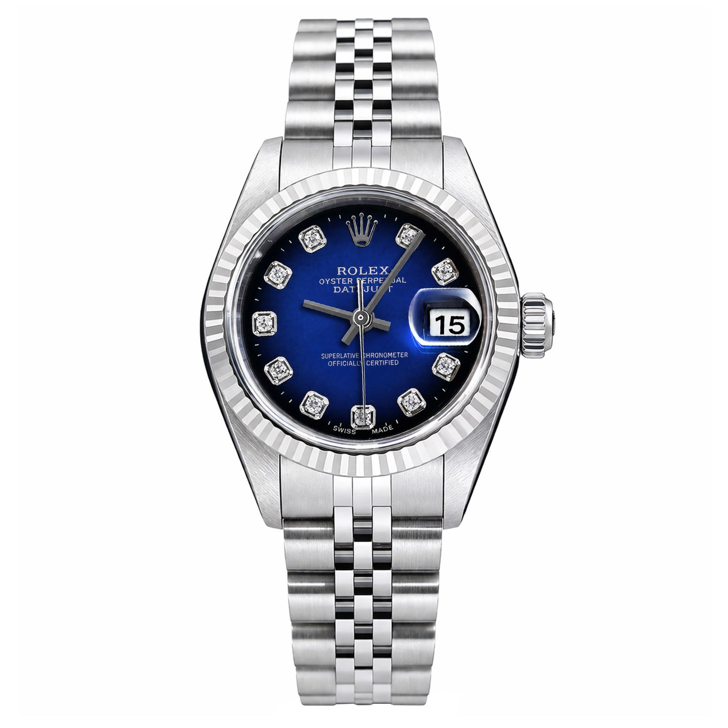 Rolex Datejust 79174 26mm Blue Black Ombre Dial Steel Gold Women's Watch