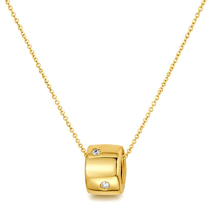 0.17 CTW Natural Diamond 14K Gold Diamond Huggie Earrings & Barrel Necklace Set