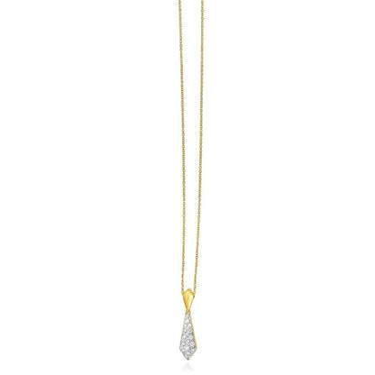 0.16CTW Natural Diamond 14K Yellow Gold Necktie Adjustable Necklace 16"-18"