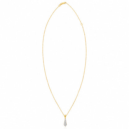 0.16CTW Natural Diamond 14K Yellow Gold Necktie Adjustable Necklace 16"-18"