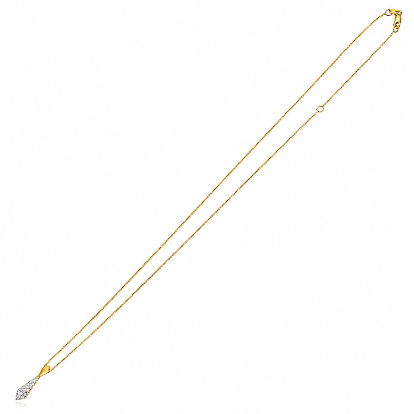 0.16CTW Natural Diamond 14K Yellow Gold Necktie Adjustable Necklace 16"-18"