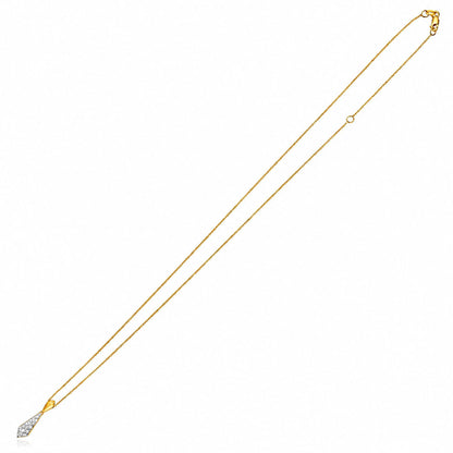 0.16CTW Natural Diamond 14K Yellow Gold Necktie Adjustable Necklace 16"-18"