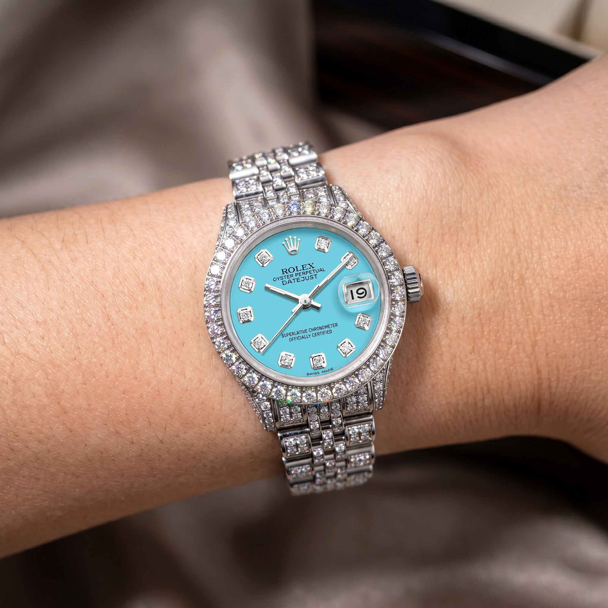 26mm Rolex Datejust 69173 Custom Diamond Pave Jubilee Band