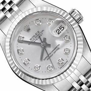 Rolex Datejust 69174 26mm Silver Dial Fluted Gold Bezel Steel Women's Watch